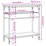 vidaXL Table console avec étagère sonoma gris 75x29x75 cm