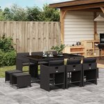 vidaXL Ensemble à manger de jardin 11 Pièces coussins noir résine tressée