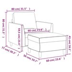 vidaXL Fauteuil avec repose-pied Crème 60 cm Similicuir