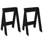 vidaXL Tabourets lot de 2 noir 40x40x60 cm bois massif de pin