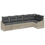 vidaXL Set de jardin de 6 pièces avec coussins gris clair en poly rotin
