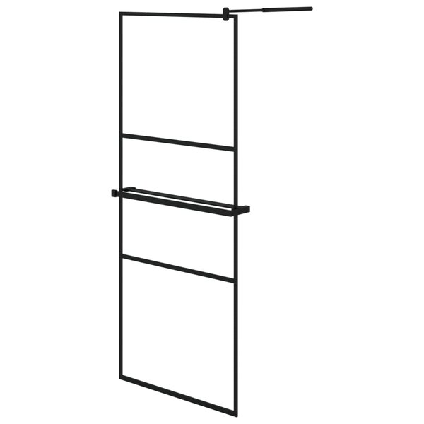 vidaXL Paroi de douche avec étagère Noir 80x195 cm Verre ESG&Aluminium