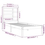vidaXL Cadre de lit Noir Bois massif 75x190 cm Petit simple