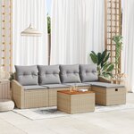 vidaXL Ensemble de canapé de jardin 6 pièces avec coussins en poly rotin beige
