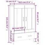 vidaXL Buffet haut sonoma gris 69 5x31x115 cm bois d'ingénierie