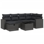 vidaXL Salon de jardin 7 Pièces avec coussins noir résine tressée