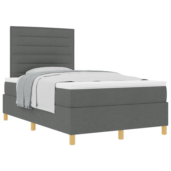 vidaXL Lit avec sommier à ressorts et matelas gris foncé 120x200 cm Tissu