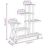 vidaXL Support à fleurs avec roues 95x25x101 cm bois massif de sapin