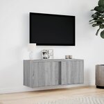 vidaXL Meuble TV mural avec lumières LED sonoma gris 80x31x35 cm