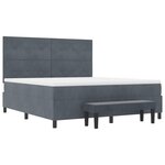 vidaXL Lit box spring avec matelas et banc gris foncé 180x200 cm en velours