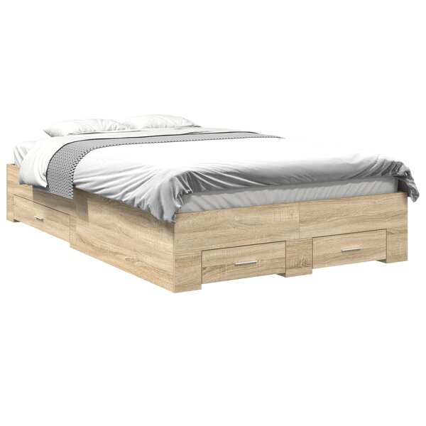 vidaXL Cadre de lit avec tiroirs chêne sonoma 120x190 cm en bois d'ingénierie