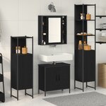 vidaXL Ensemble de mobilier de salle de bain 4 pièces Chêne Noir Bois d'ingénierie
