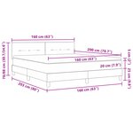 Lit Box Spring vidaXL avec Matelas Noir 160x200 cm en Velours