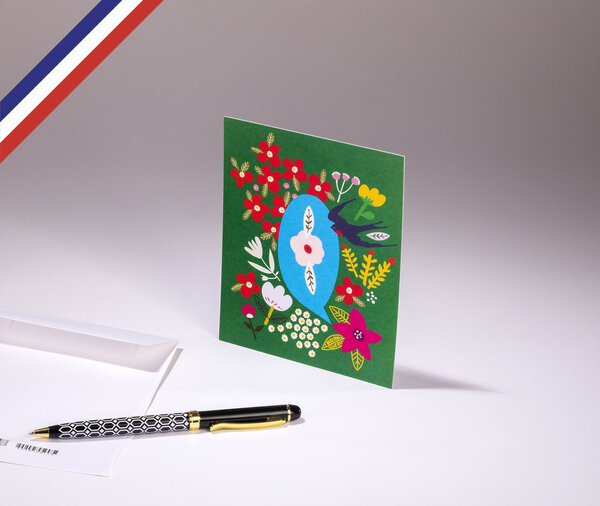 Carte simple bouton d'or créée et imprimée en france - la lettre q