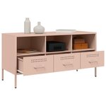 vidaXL Meuble TV rose 100 5x39x50 5 cm acier laminé à froid