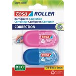 Pack 2 Mini Rollers de Correction Design Ergonomique Multicolore - 6 m x 5 mm x 5 TESA