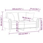 vidaXL Canapé 2 places avec oreillers décoratifs crème 120 cm velours