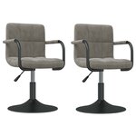 vidaXL Chaises pivotantes à manger lot de 2 gris clair velours