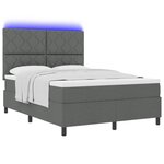 vidaXL Lit à ressorts et LED gris foncé 140x190 cm en tissu