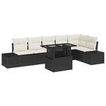 vidaXL Ensemble de canapé de jardin 7 pièces avec coussins en poly rattan noir
