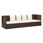 Lit de jardin avec coussin et oreillers résine tressée marron 02_0012000