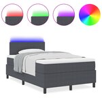vidaXL Lit à Sommier avec Matelas & LED Gris Foncé 120x200 cm Tissu CORDUROY