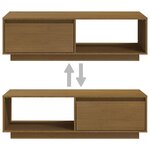 vidaXL Table basse marron miel 110x50x33 5 cm bois de pin massif