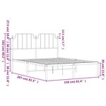 vidaXL Cadre de lit métal sans matelas et tête de lit blanc 150x200 cm