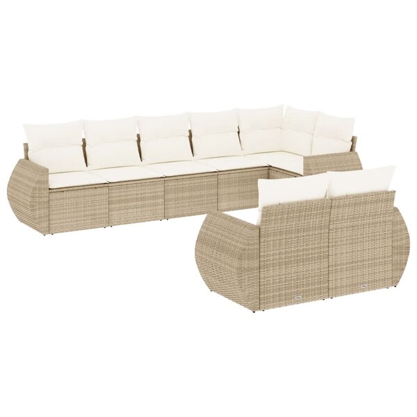 vidaXL Salon de jardin avec coussins 8 Pièces beige résine tressée