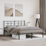 vidaXL Cadre de lit métal sans matelas et tête de lit noir 160x200 cm