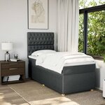 vidaXL Sommier à lattes de lit avec matelas Gris foncé 90x200 cm Tissu