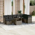 vidaXL Salon de jardin 9 Pièces avec coussins gris résine tressée