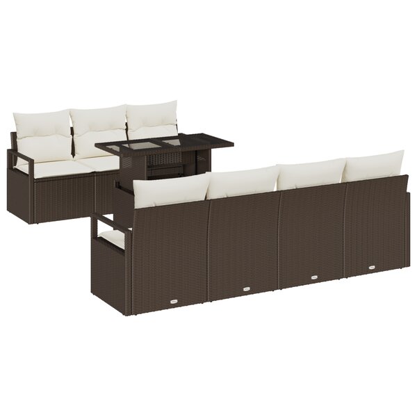 Set de Canapés de Jardin vidaXL 8 pièces avec Coussins Marron Poly Rattan