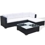 vidaXL Salon de jardin 5 Pièces avec coussins résine tressée noir