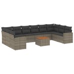 vidaXL Salon de jardin 11 Pièces avec coussins gris résine tressée