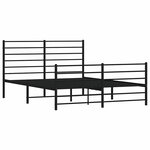 vidaXL Cadre de lit métal sans matelas avec pied de lit noir 135x190cm
