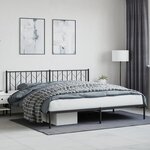 vidaXL Cadre de lit métal avec tête de lit noir 200x200 cm