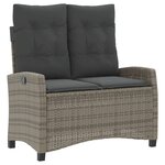 vidaXL Banc inclinable de jardin avec coussins gris résine tressée
