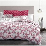 Parure de couette 220 x 240 cm : Housse de couette + 2 taies d'oreiller - 100  Coton - Bordeaux