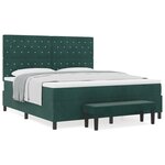 vidaXL Lit à ressorts avec matelas & banc vert foncé 180x200 cm en velours