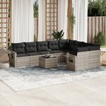 vidaXL Salon de jardin avec coussins 10 Pièces gris clair résine tressée