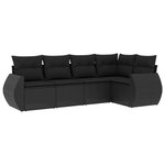 vidaXL Salon de jardin 5 Pièces avec coussins noir résine tressée
