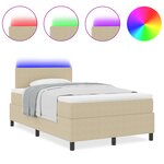 vidaXL Lit à sommier avec matelas & lumière LED vert gris petit double tissu côtelé