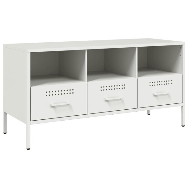 vidaXL Meuble TV blanc 100 5x39x50 5 cm acier laminé à froid
