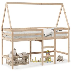 vidaXL Lit superposé avec échelle et toit sans matelas 90x200 cm