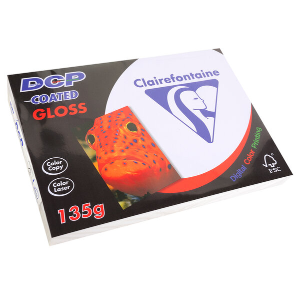 Ramette 250 Feuilles Papier DCP 135g A4 210x297 mm Certifié FSC Couché Brillan... CLAIREFONTAINE