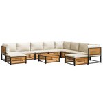 vidaXL Salon de jardin avec coussins 11 Pièces bois massif d'acacia