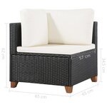 vidaXL Salon de jardin 4 Pièces avec coussins Résine tressée Noir