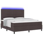 vidaXL Lit à ressorts avec matelas et LED marron foncé 180x200 cm tissu