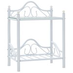 vidaXL Table de chevet Acier et verre trempé 45 x 30 5 x 60 cm Blanc
